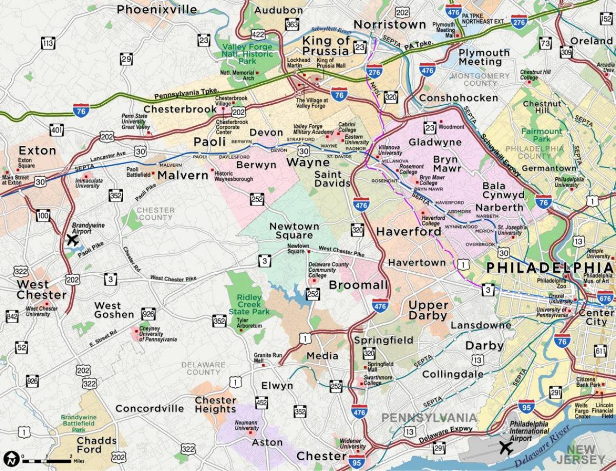 map of main line Philadelphia