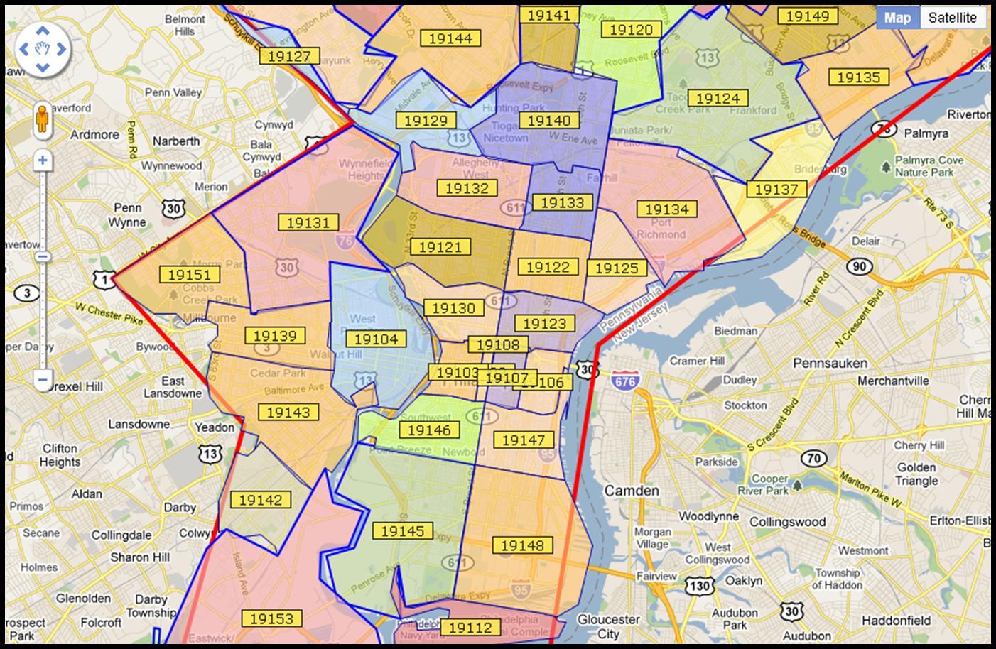 Philadelphia Neighborhood Map With Zip Codes