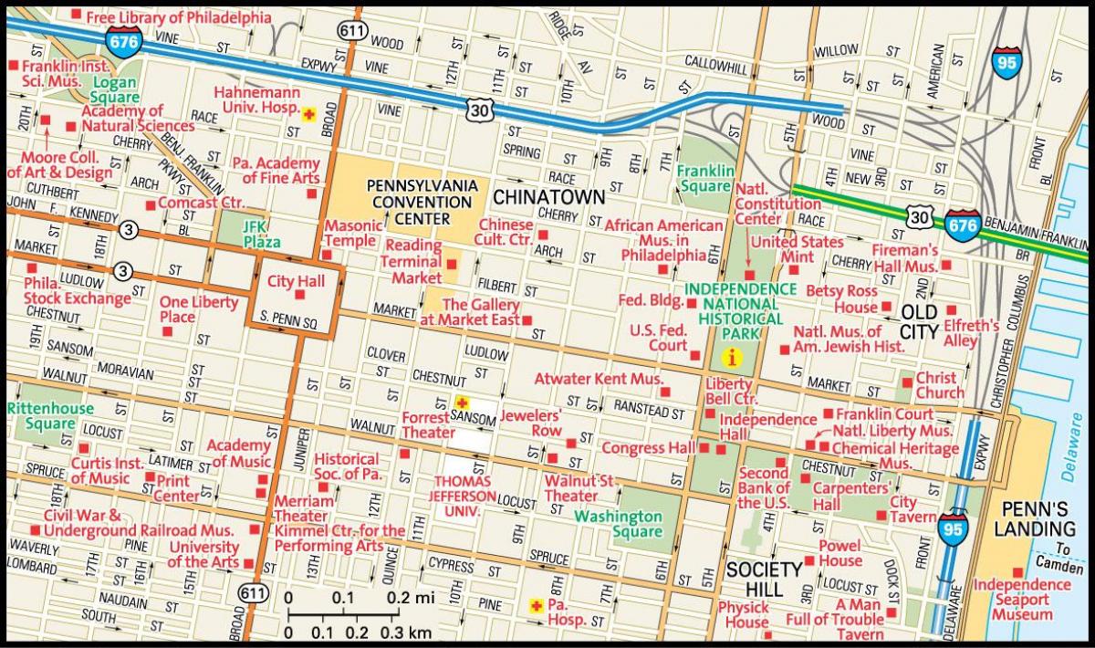 Downtown Philadelphia Map Map Of Downtown Philadelphia Pennsylvania   Downtown Philadelphia Map 