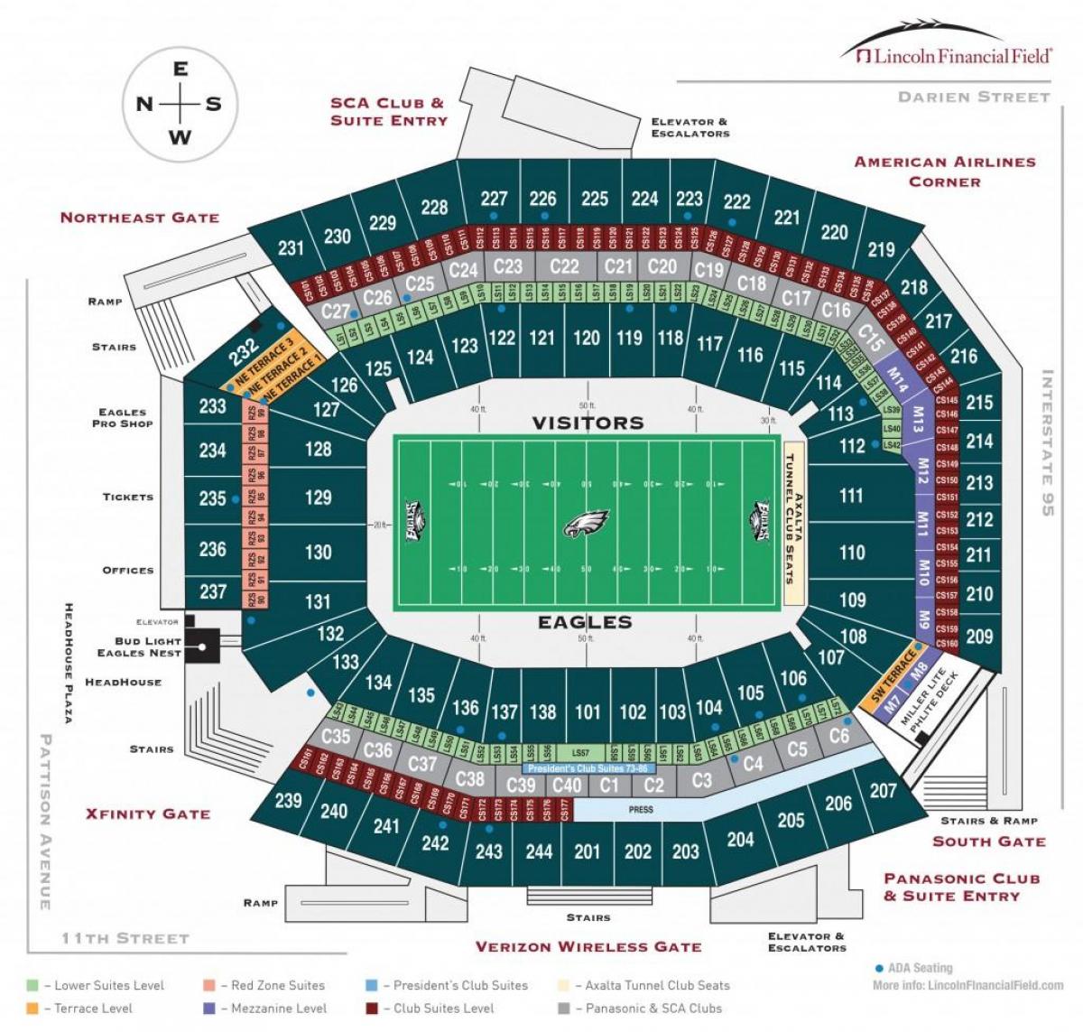 lincoln financial seat map