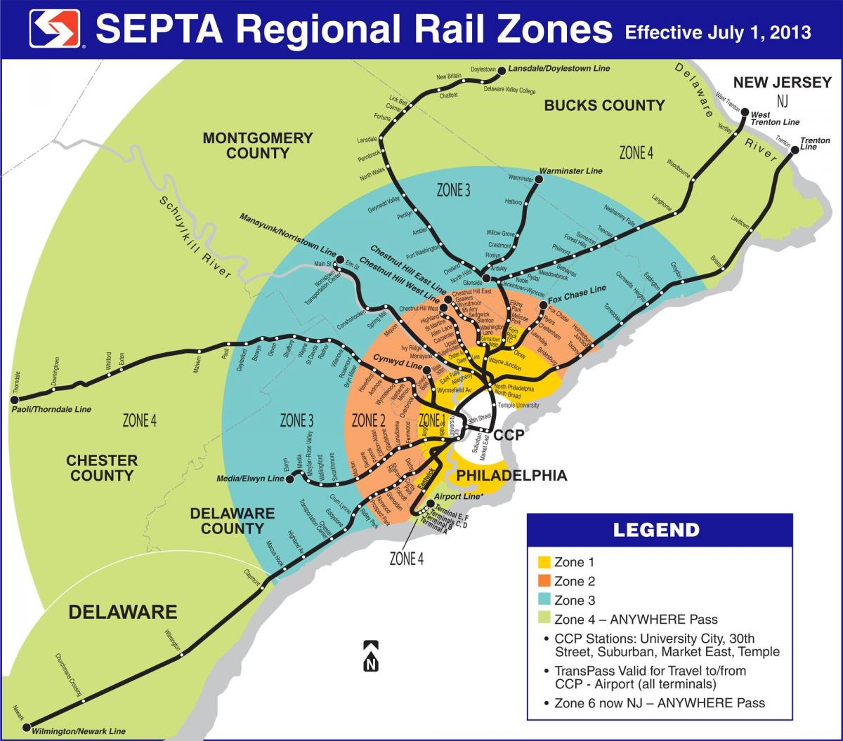 map of Septa zone